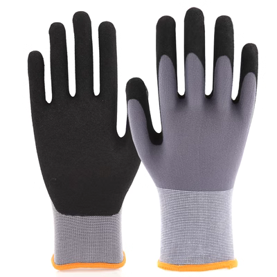 bao tay chiu nhiet Hangjing 15-pin nylon nitrile mờ mềm găng tay bảo hộ lao động chịu mài mòn chống trượt xử lý máy móc bảo trì hậu cần bảo vệ găng tay đa dụng 3m găng tay thợ hàn