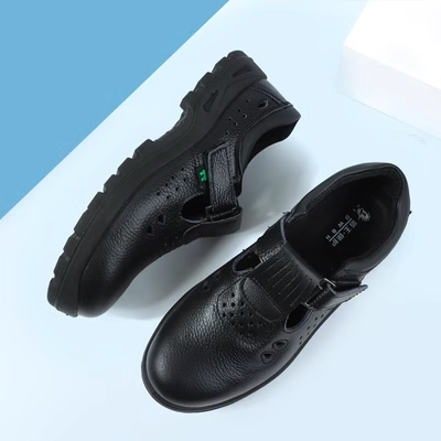 Shield King Sandals Giày bảo hộ lao động cho nam và nữ Mùa hè thoáng khí Chống va đập Chống đâm thủng Da bò Dây đai an toàn có lỗ Giày làm việc giày bảo hộ chính hãng