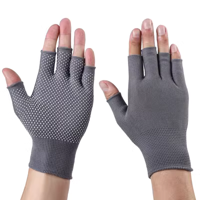 Găng tay mỏng có chấm nylon, chống trơn trượt, thoáng khí, lái xe, xử lý, nhặt, chấm keo, chống mài mòn, nam nữ cụt ngón tay găng tay cao su bảo hộ