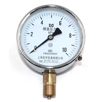 đồng hồ hơi khí nén Đồng hồ đo áp suất màng ye-100 Thượng Hải Mingyu 0-10/16/25/40/60KPA kilopascal mét cho khí đốt tự nhiên kiểm định đồng hồ áp suất giá đồng hồ đo áp suất khí nén