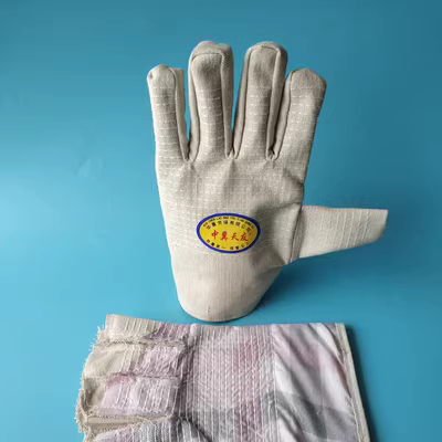 Full 2 ​​lớp dày ngón tay cái 24 dòng găng tay vải 2 lớp hàn hàng loạt cơ khí chịu mài mòn đồ bảo hộ lao động găng tay da hàn găng tay hàn chịu nhiệt