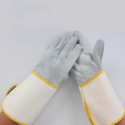 găng tay chịu nhiệt 500 độ Jiahu dài đầy đủ da bò tay áo hàn găng tay hàn gia cố bền chịu nhiệt độ cao găng tay cách nhiệt găng tay lao động găng tay bảo hộ