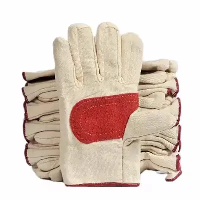 Găng tay hàn bảo hộ lao động chống mài mòn Bao tay hàn chịu nhiệt dày và nâng cấp hai lớp bảo vệ đầu ngón tay găng tay vải bảo hộ