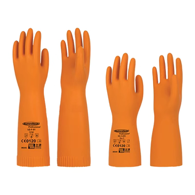 Găng tay cao su, chống axit và kiềm công nghiệp, dày và dài, bảo hộ lao động trong phòng thí nghiệm công nghiệp, chống mài mòn, bền, bảo vệ và chống dầu găng tay chịu nhiệt 1000 độ