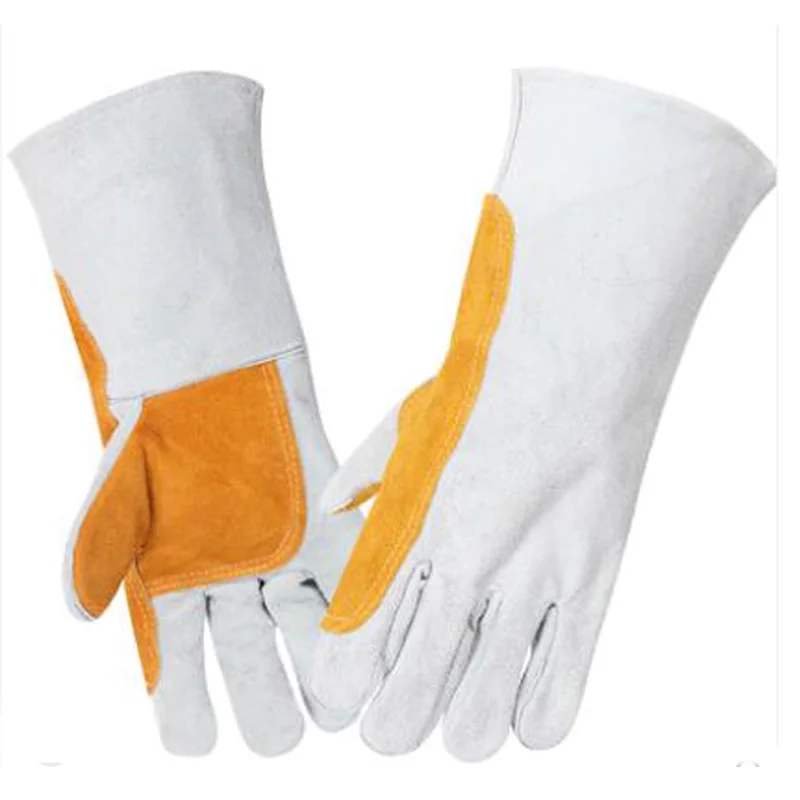 Găng tay hàn dài 2 lớp găng tay hàn chịu nhiệt da bò găng tay bảo hộ lao động găng tay chống dầu