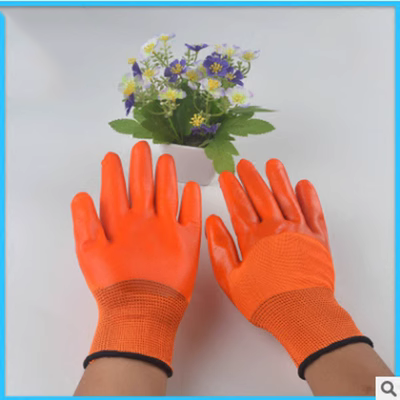 Găng tay nhựa chống trượt chính hãng Găng tay cao su treo màu cam chống mài mòn PVC thời trang gân bông gạc bảo hộ lao động găng tay chống nóng bao tay cách nhiệt
