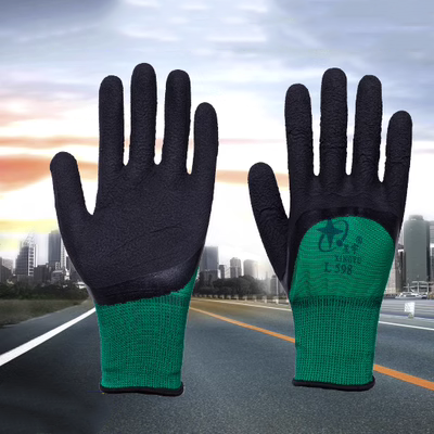 Miễn phí vận chuyển chính hãng Xingyu L598 bảo hộ lao động bán ngâm chống trơn trượt và chống mài mòn nhúng găng tay bảo hộ bằng cao su xốp phủ cao su polyester găng tay vải bảo hộ