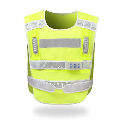 trang phục bảo hộ lao động Áo phản quang có thể sạc lại bằng đèn LED Jiahu có đèn nhấp nháy màu đỏ và xanh lam áo vest xây dựng tuần tra đường cao tốc có in quan ao bao ho quần áo công nhân