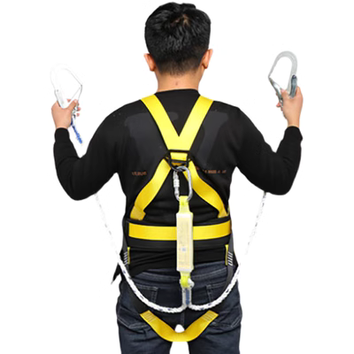 Bộ dây an toàn treo chống rơi xây dựng ngoài trời dành cho làm việc trên cao Đai an toàn năm điểm móc đôi lớn có đệm dây cáp an toàn ban công dây cáp an toàn