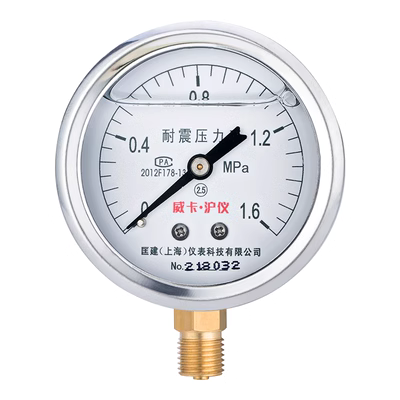 Máy đo áp suất chống sốc yn60 dầu thủy lực áp suất cao chính xác chống sốc máy nén khí chống sốc 0-0.6-1-1.6-2.5MPa đồng hồ đo áp suất khí nén điện tử đồng hồ máy nén khí