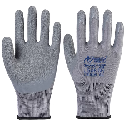 Xingyu L508 Găng tay bảo hiểm lao động nếp nhăn nhựa, chống lại công việc chống động găng tay lao động găng tay sợi trắng