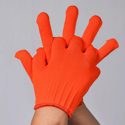 Găng tay nylon bằng lụa polyester nhiều màu sắc dành cho nữ có độ đàn hồi cao và chống mài mòn, nâng cấp sợi bông và sợi găng tay bảo vệ màu vàng găng tay chống nóng