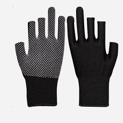 Găng tay nửa ngón nylon màu đen bảo hiểm lao động bảo vệ mỏng lao động mùa hè của phụ nữ thoáng khí, chống trượt, chống mài mòn, đàn hồi, làm việc bao tay chiu nhiet