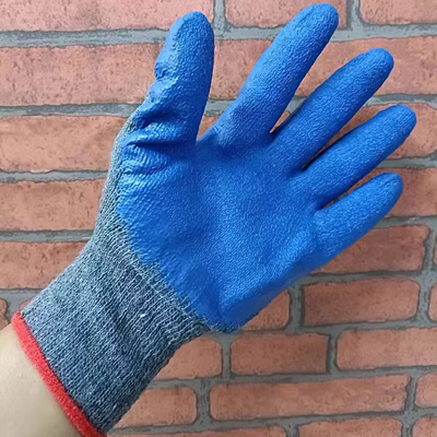 Cát xám sợi màu xanh găng tay nhăn nheo găng tay dày mật độ cao găng tay chống mài mòn chấm nhựa bảo hộ lao động treo keo chấm hạt găng tay xốp bền găng tay bảo hộ chống cắt găng tay chịu nhiệt